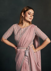 Enhanced Looking Partywear Coral Colour Saree